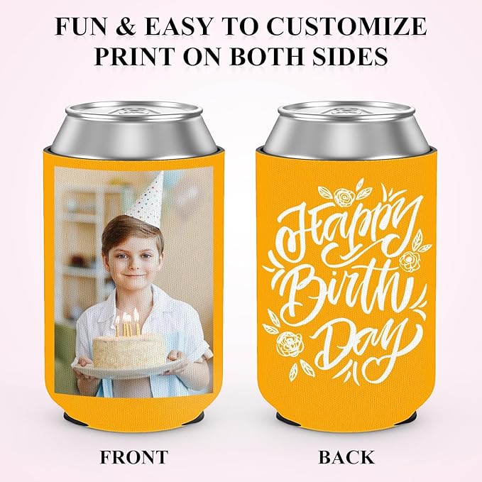 Custom Beer Can Coolers Sleeve, 20 pcs Customize Can Cooler with Photo Text LOGO - Image 3